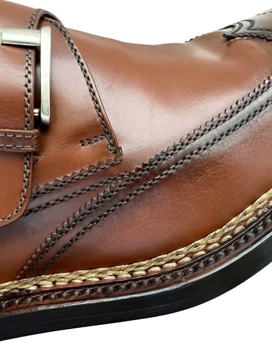 $2500 A. Testoni NORVEGESE Goodyear Mens Monkstrap Wingtip Shoes US 9 /UK 8 /42 main image 8